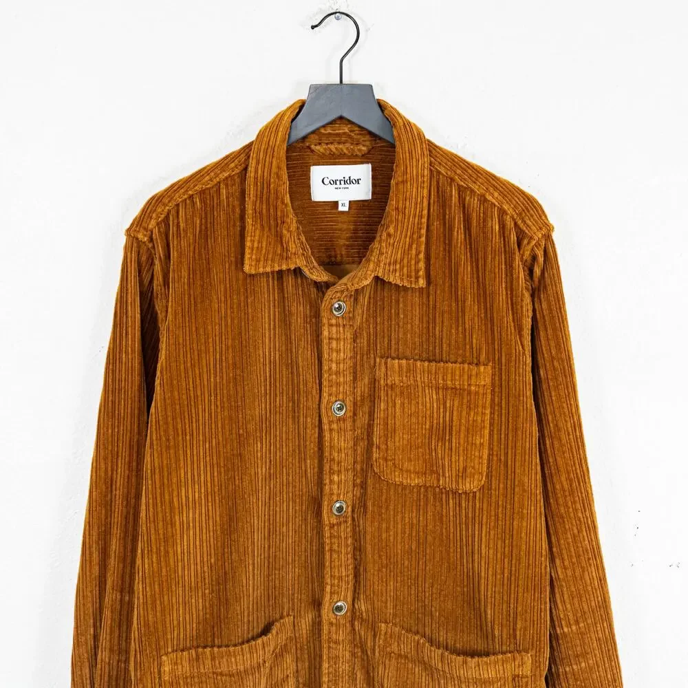 CORRIDOR NY Variegated Cord Over Shirt Jacket Thrush Brown XL